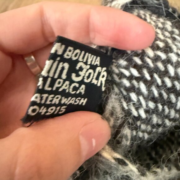 Mountain Folk 100% Alpaca Striped Poncho Brown Boho  Bolivian - Picture 4 of 9